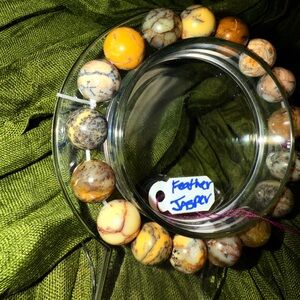 Feather Jasper Beaded Bracelet